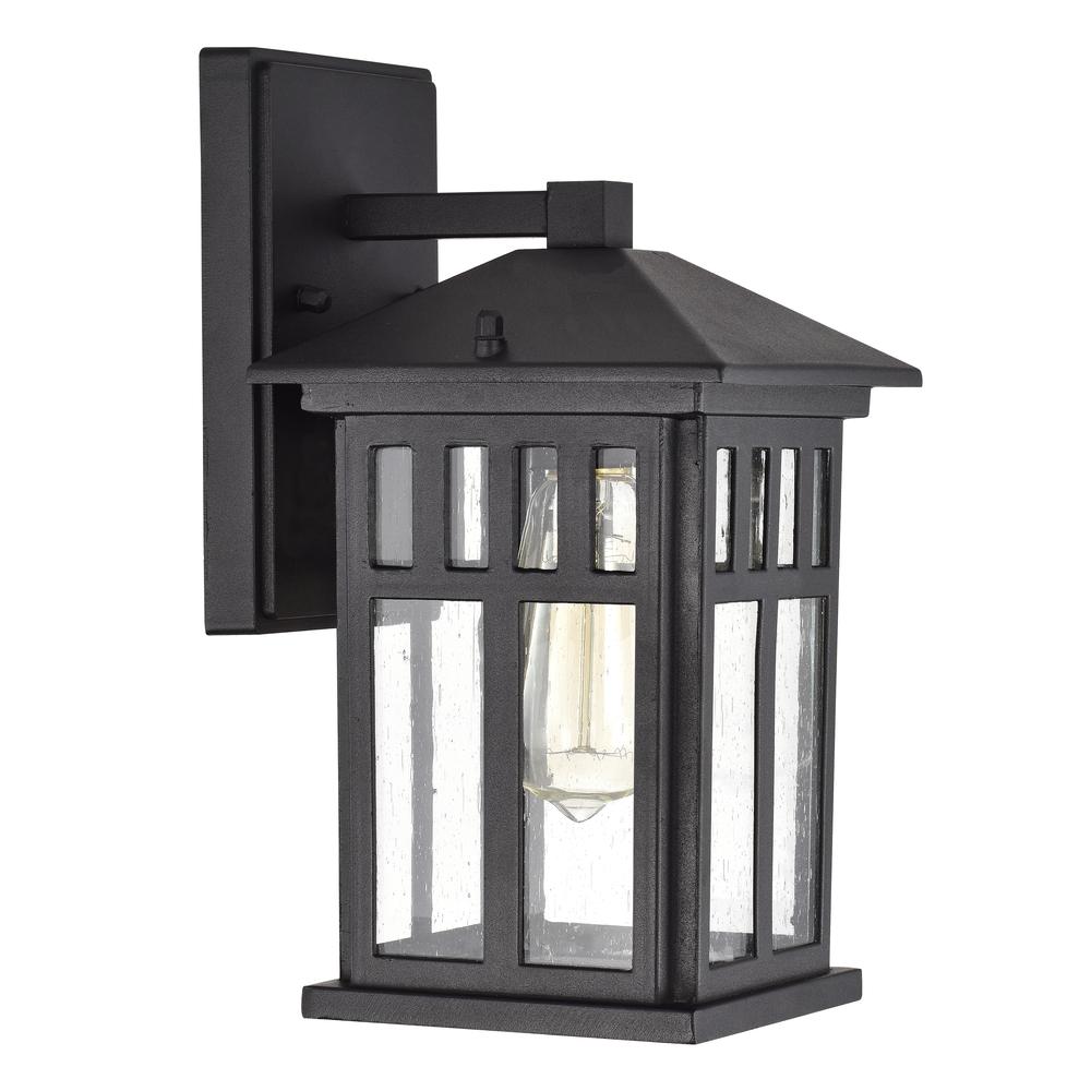 CHLOE Lighting JESSE Transitional 1 Light Textured Black Outdoor Wall Sconce 12" Height. Picture 2