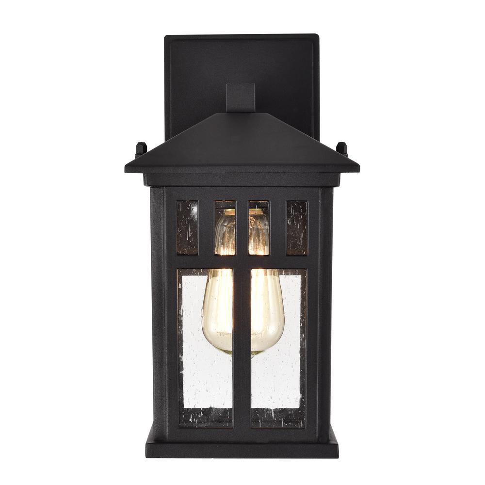 CHLOE Lighting JESSE Transitional 1 Light Textured Black Outdoor Wall Sconce 12" Height. Picture 4
