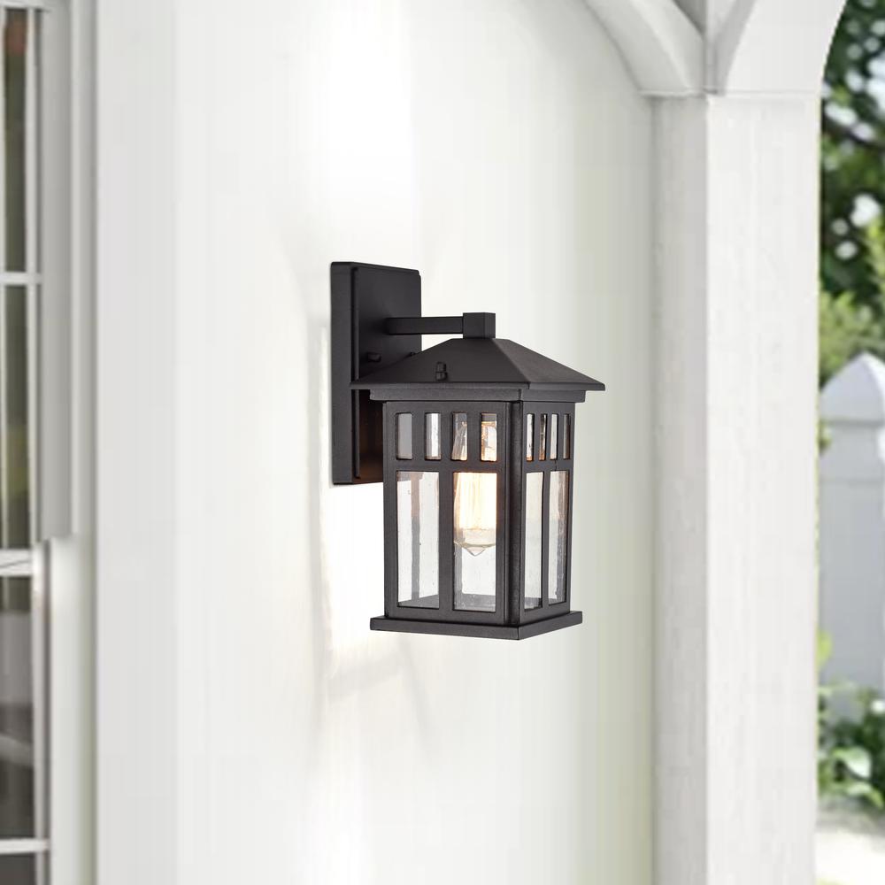 CHLOE Lighting JESSE Transitional 1 Light Textured Black Outdoor Wall Sconce 12" Height. Picture 10