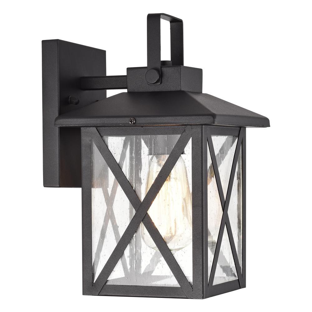 CHLOE Lighting LAWRENCE Transitional 1 Light Textured Black Outdoor Wall Sconce 11" Height. Picture 1