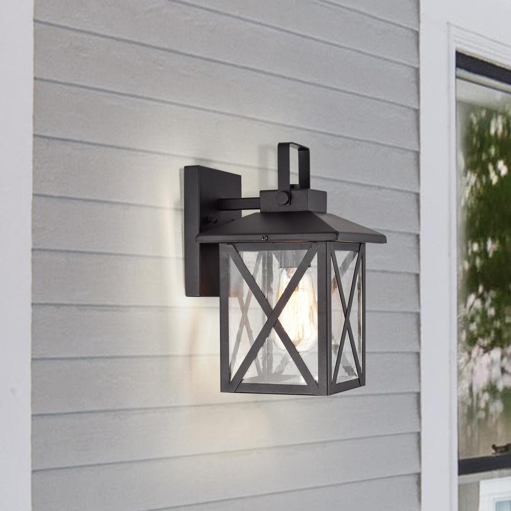 CHLOE Lighting LAWRENCE Transitional 1 Light Textured Black Outdoor Wall Sconce 11" Height. Picture 11
