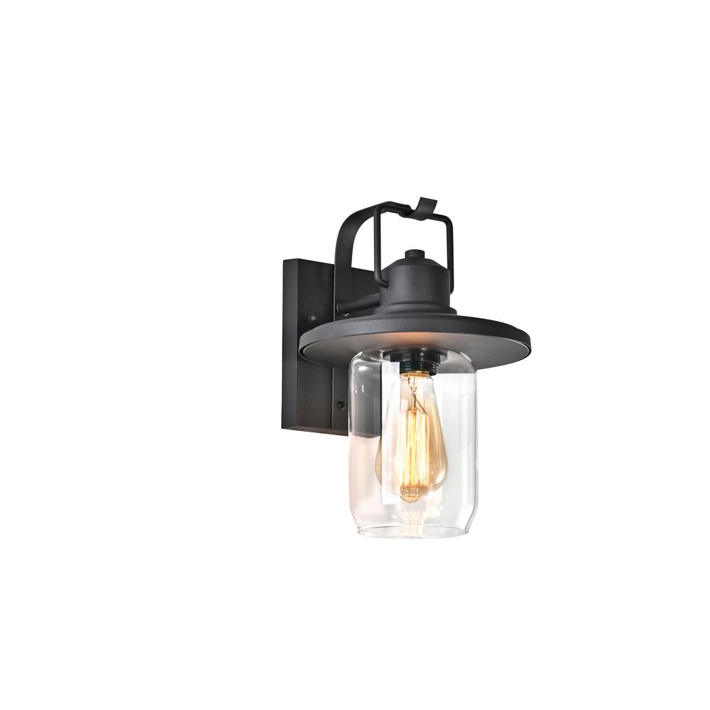 CHLOE Lighting CHRISTOPHER Transitional 1 Light Textured Black Outdoor Wall Sconce 12" Height. Picture 1