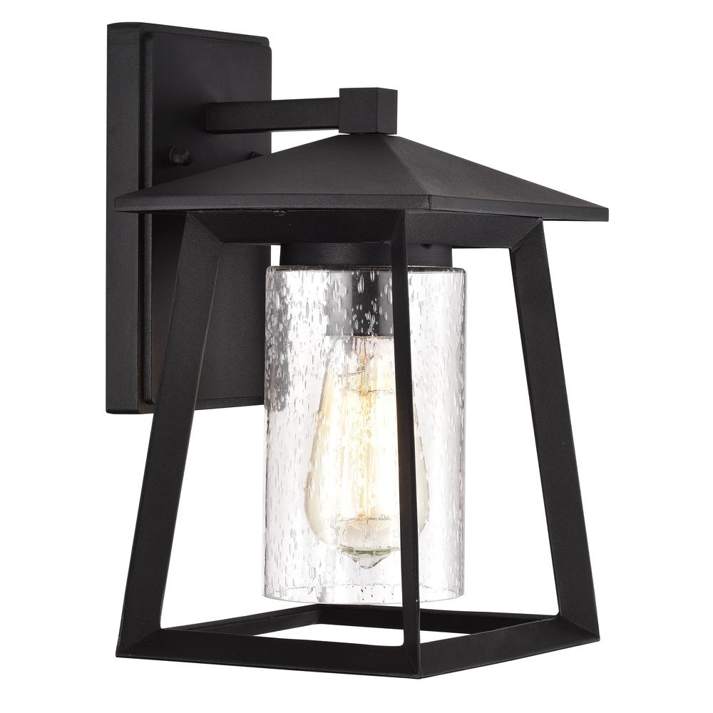 CHLOE Lighting RUSSELL Transitional 1 Light Textured Black Outdoor Wall Sconce 11" Height. Picture 1
