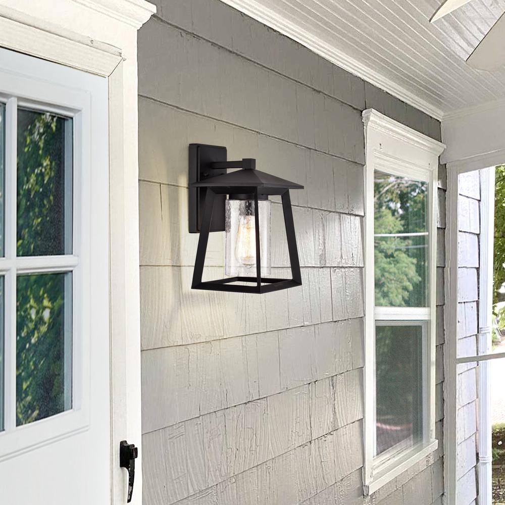 CHLOE Lighting RUSSELL Transitional 1 Light Textured Black Outdoor Wall Sconce 11" Height. Picture 12