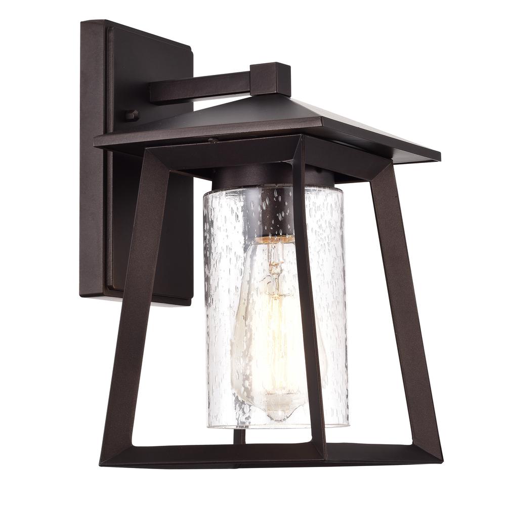 CHLOE Lighting RUSSELL Transitional 1 Light Oil Rubbed Bronze Outdoor Wall Sconce 11" Height. Picture 1