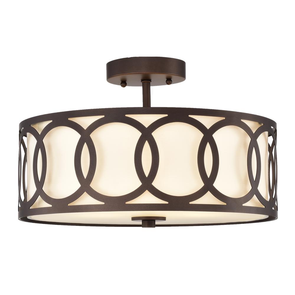 CHLOE Lighting BRONX Transitional 3 Light Oil Rubbed Bronze Semi-Flush Ceiling Fixture 15" Wide. Picture 1