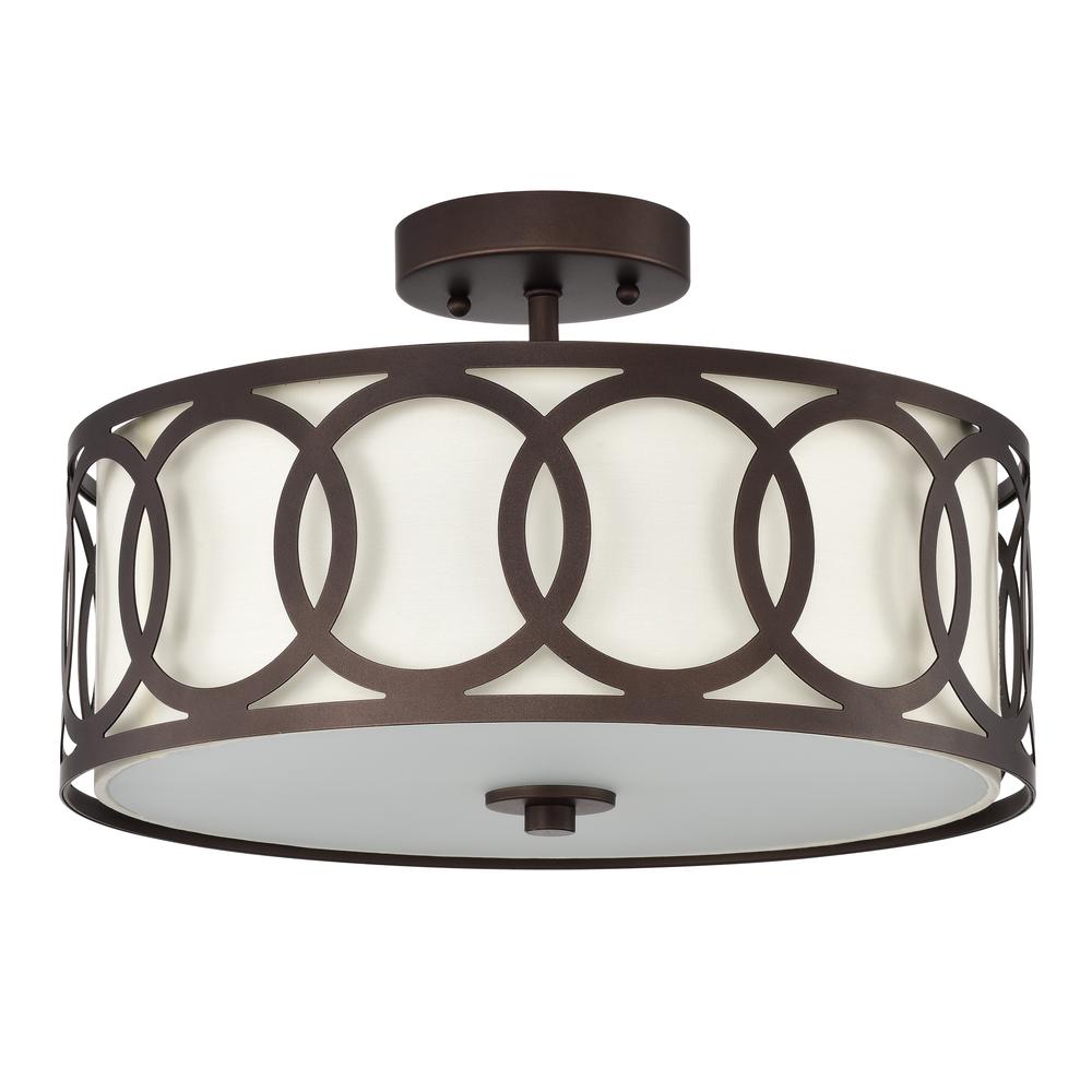 CHLOE Lighting BRONX Transitional 3 Light Oil Rubbed Bronze Semi-Flush Ceiling Fixture 15" Wide. Picture 2