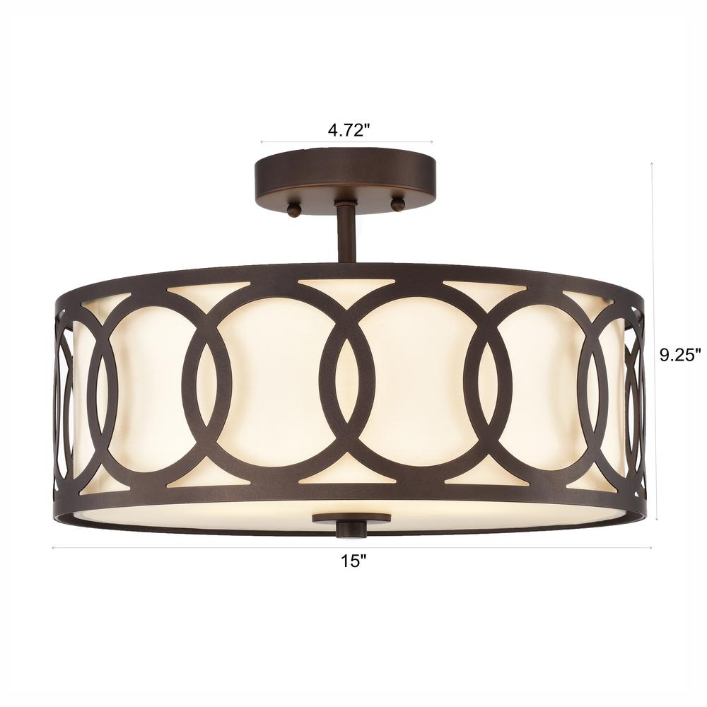 CHLOE Lighting BRONX Transitional 3 Light Oil Rubbed Bronze Semi-Flush Ceiling Fixture 15" Wide. Picture 9