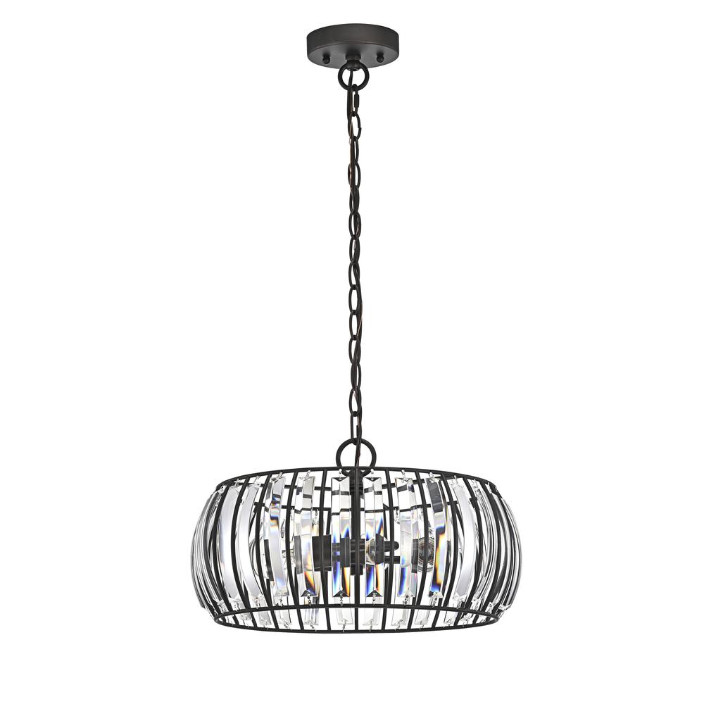 CHLOE Lighting KENNEDY Transitional 3 Light Rubbed Bronze Ceiling Pendant Fixture 14" Width. Picture 2