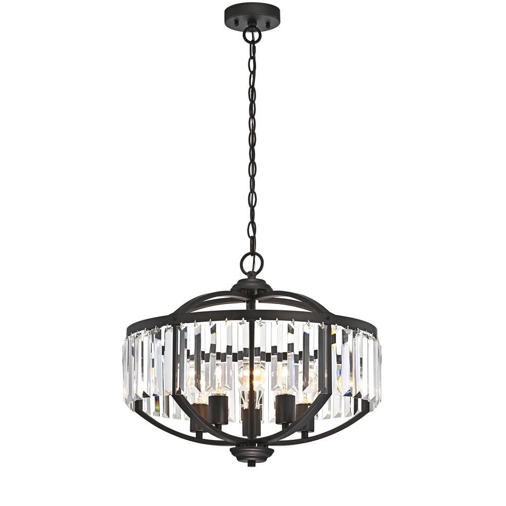 CHLOE Lighting KENNA Transitional 5 Light Rubbed Bronze Ceiling Pendant Fixture 20" Width. Picture 1