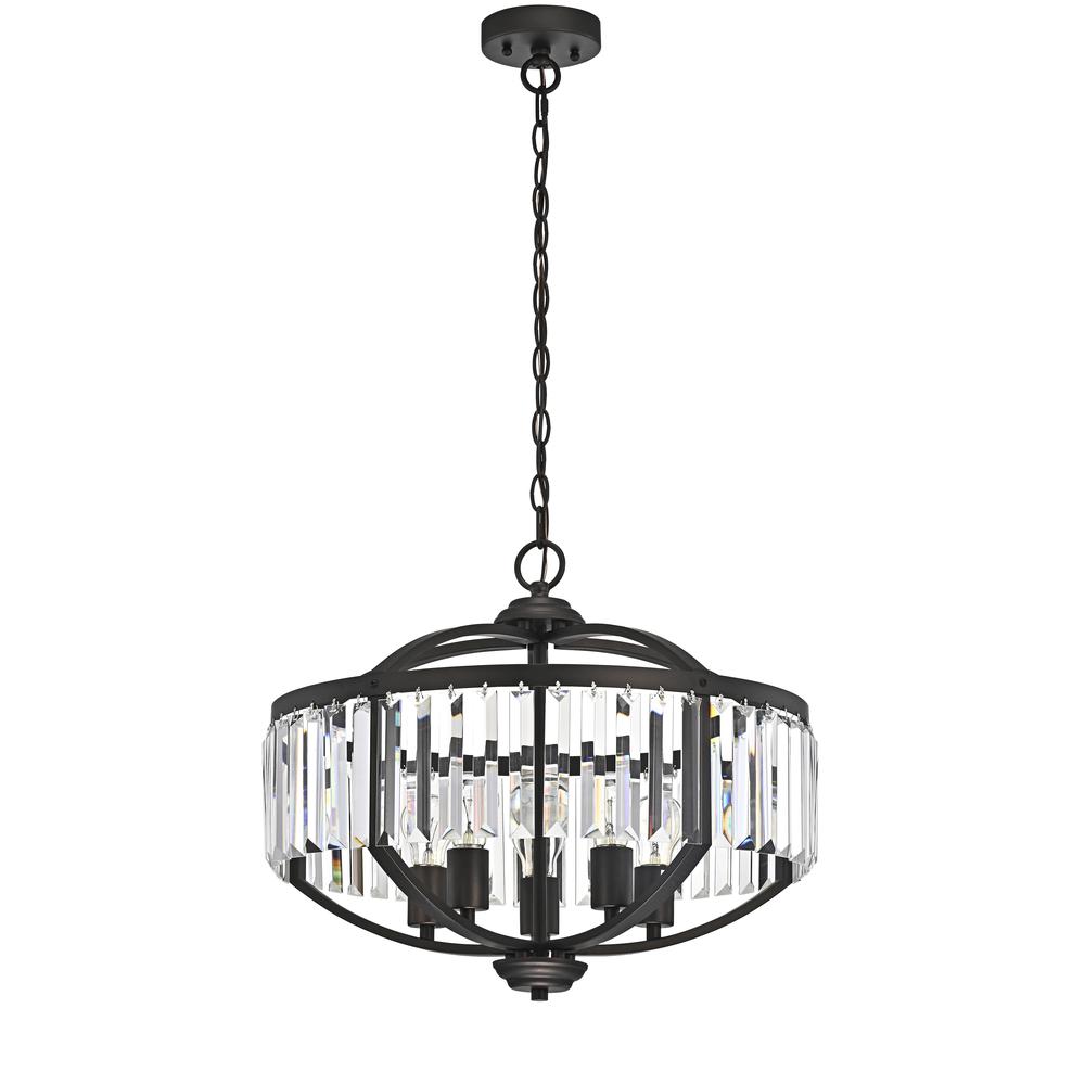 CHLOE Lighting KENNA Transitional 5 Light Rubbed Bronze Ceiling Pendant Fixture 20" Width. Picture 2