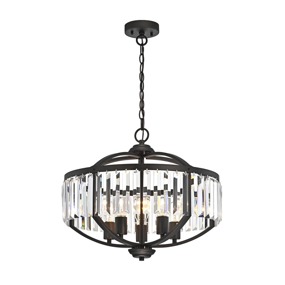 CHLOE Lighting KENNA Transitional 5 Light Rubbed Bronze Ceiling Pendant Fixture 20" Width. Picture 3