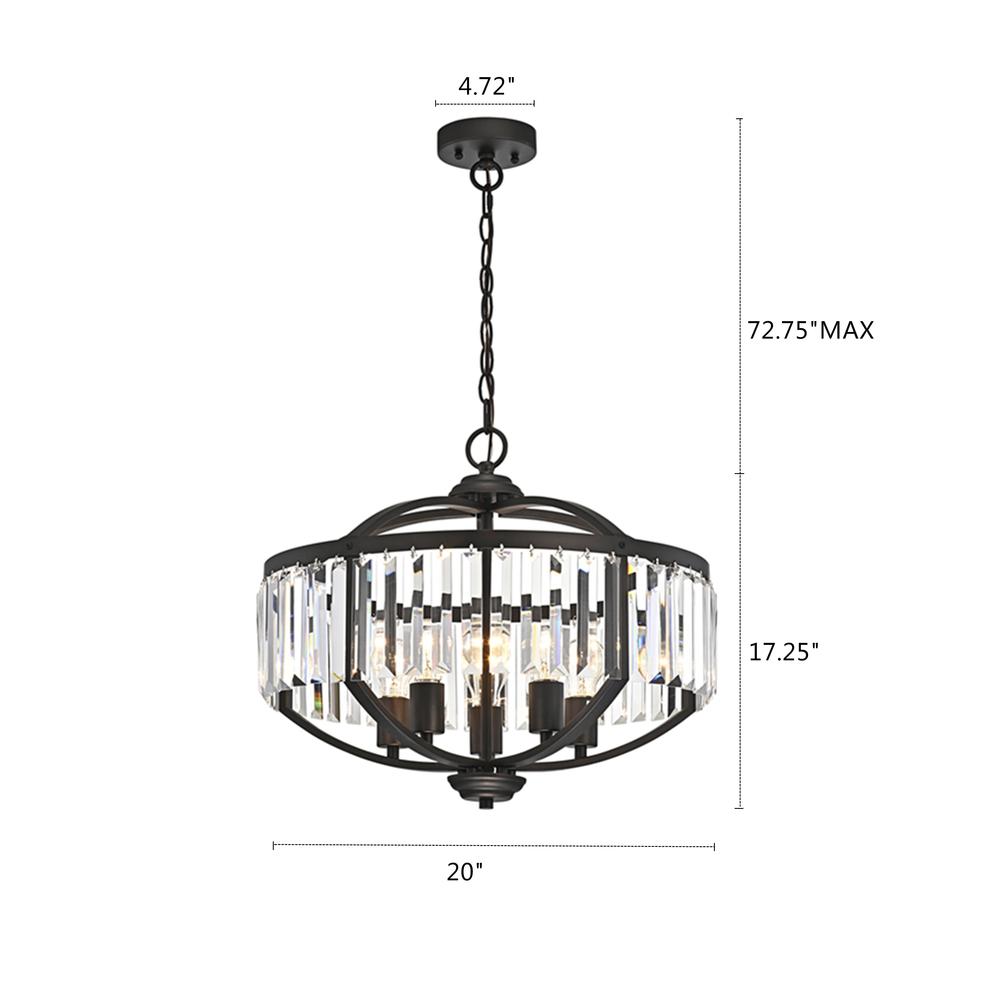 CHLOE Lighting KENNA Transitional 5 Light Rubbed Bronze Ceiling Pendant Fixture 20" Width. Picture 9