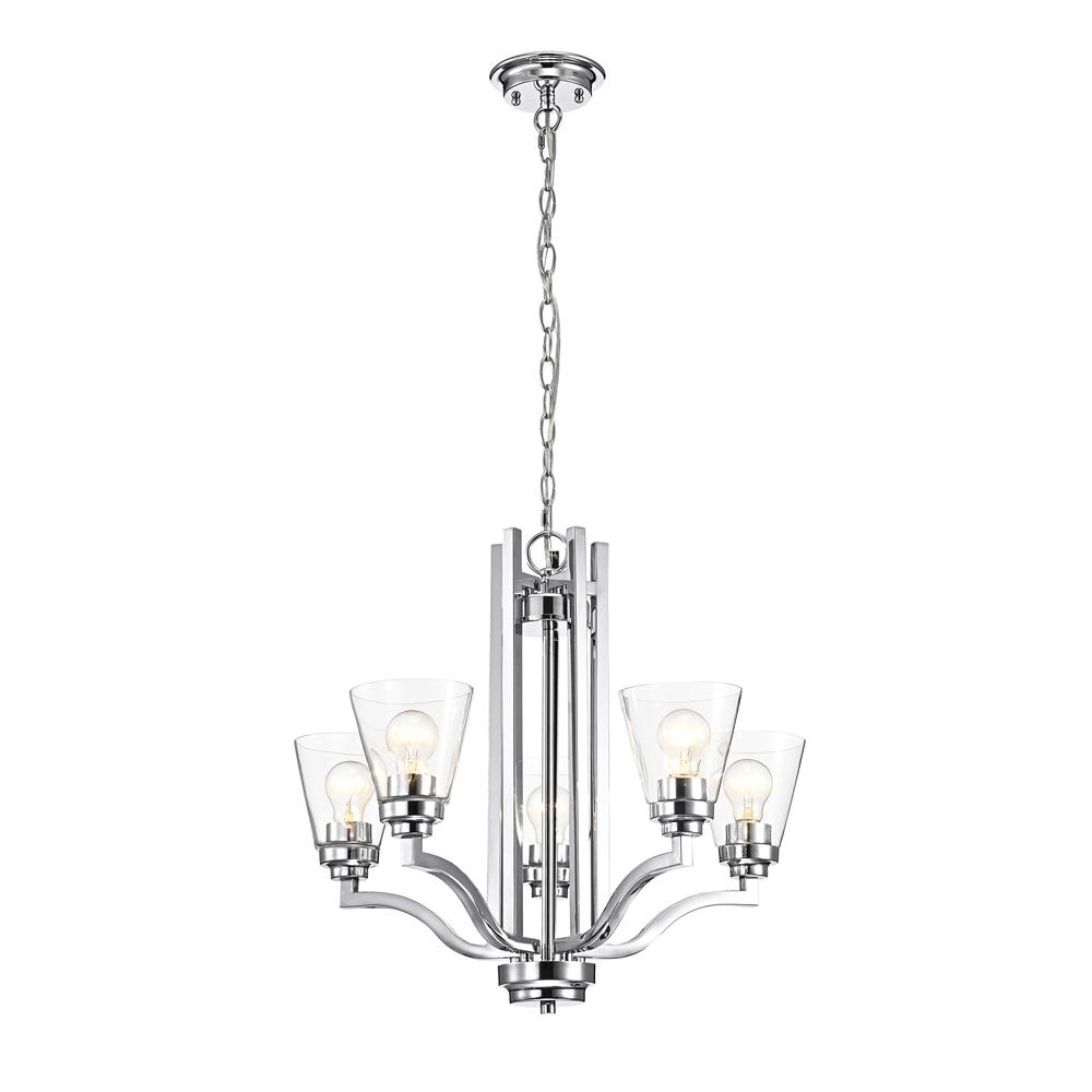 CHLOE Lighting KAYLA Transitional 5 Light Chrome Chandelier Fixture 24" Width. The main picture.