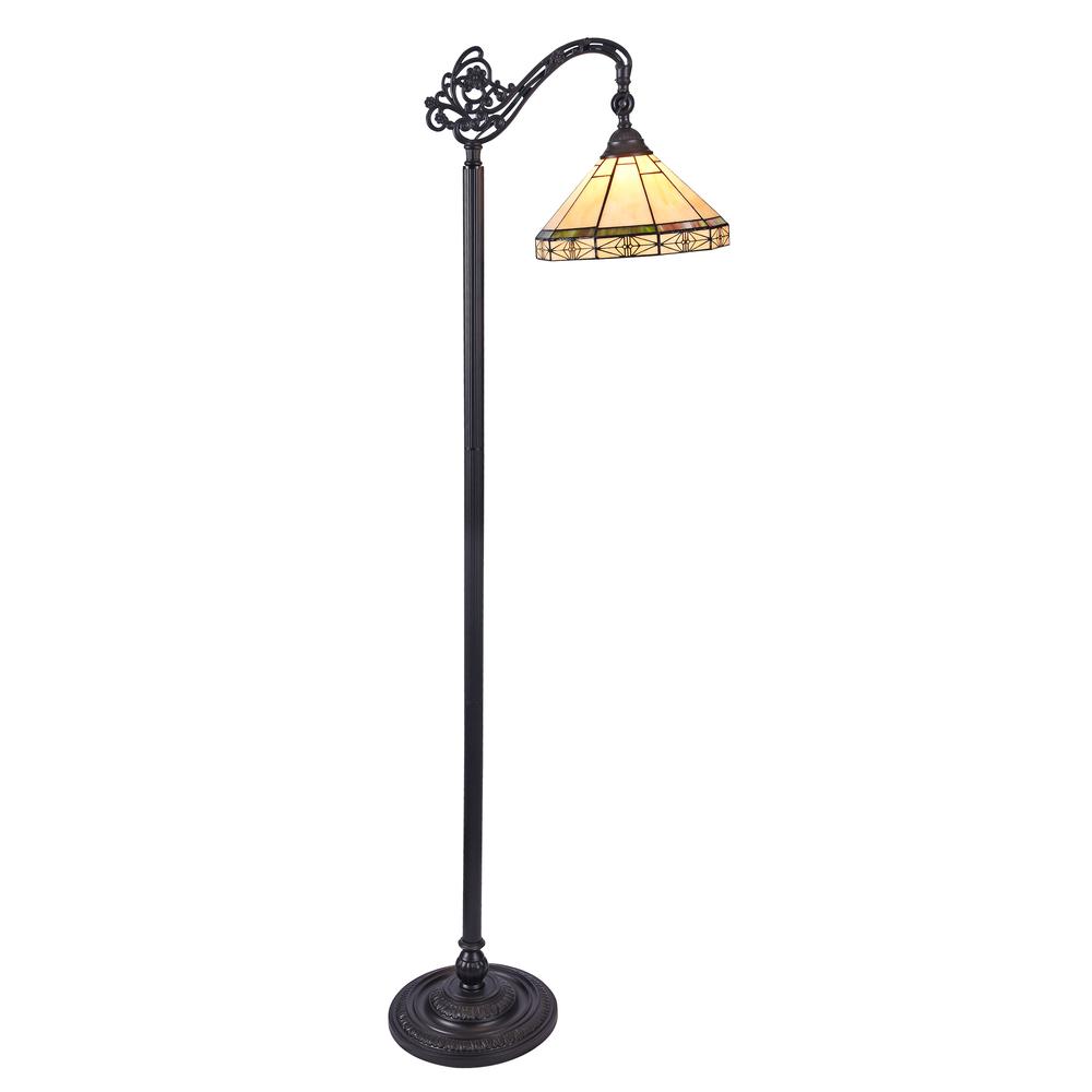 BELLE Tiffany-style 1 Light Reading Floor Lamp 11" Wide. Picture 1