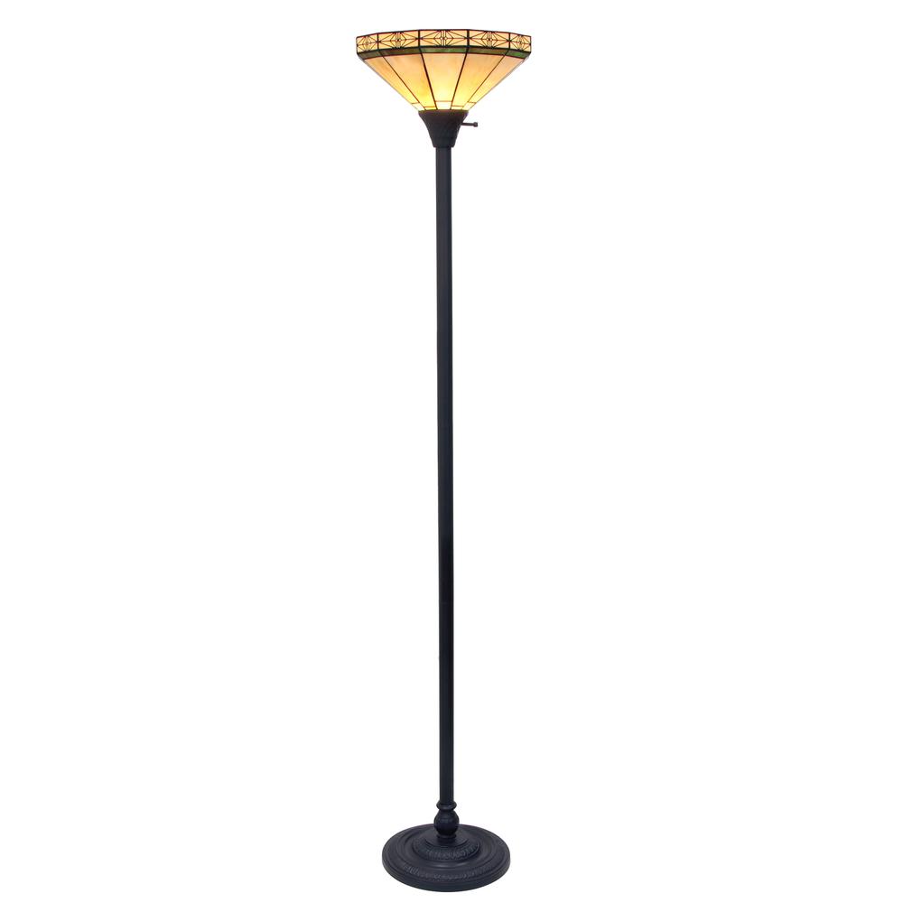 CHLOE Lighting BELLE Tiffany-style Mission Blackish Bronze 1 Light Torchiere Lamp 14" Shade. Picture 1