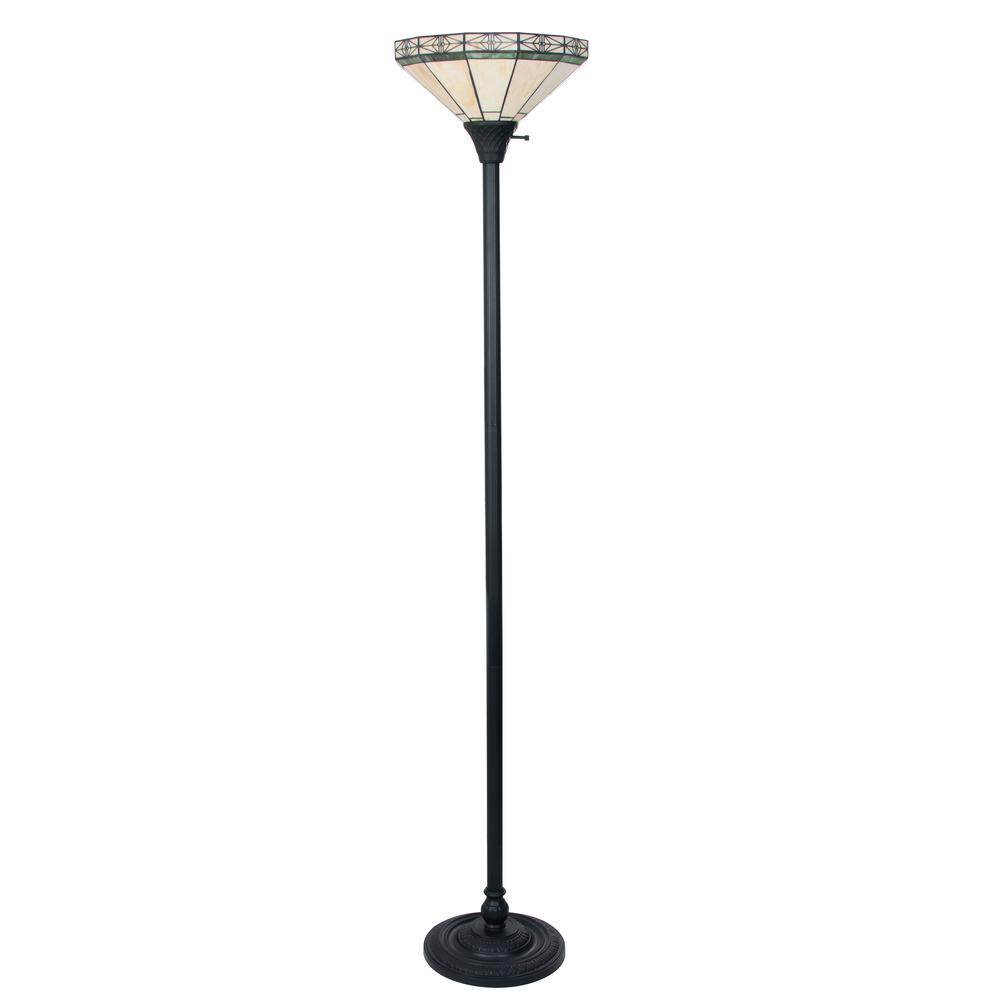 CHLOE Lighting BELLE Tiffany-style Mission Blackish Bronze 1 Light Torchiere Lamp 14" Shade. Picture 2