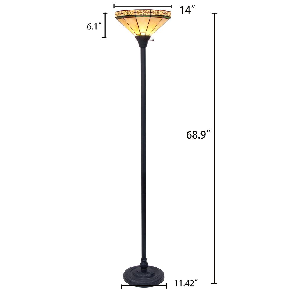 CHLOE Lighting BELLE Tiffany-style Mission Blackish Bronze 1 Light Torchiere Lamp 14" Shade. Picture 6