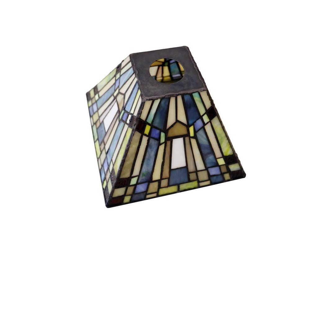 CHLOE Lighting KINSEY Tiffany-Style Blackish Bronze 1-Light Mission Mini-Pendant 8" Shade. Picture 3