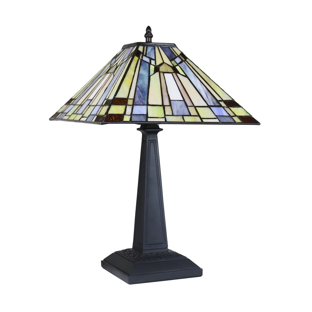 CHLOE Lighting KINSEY Mission Tiffany-Style Blackish Bronze 1 Light Table Lamp 12" Wide. Picture 2