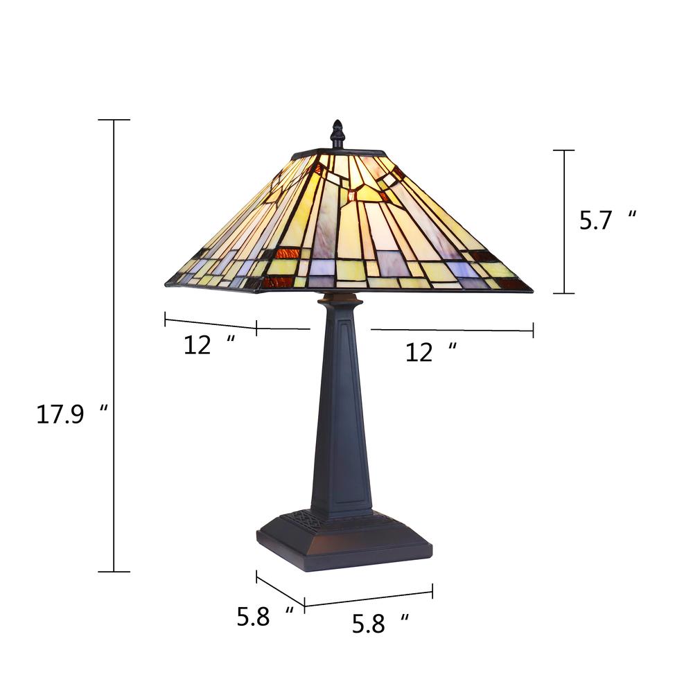 CHLOE Lighting KINSEY Mission Tiffany-Style Blackish Bronze 1 Light Table Lamp 12" Wide. Picture 8