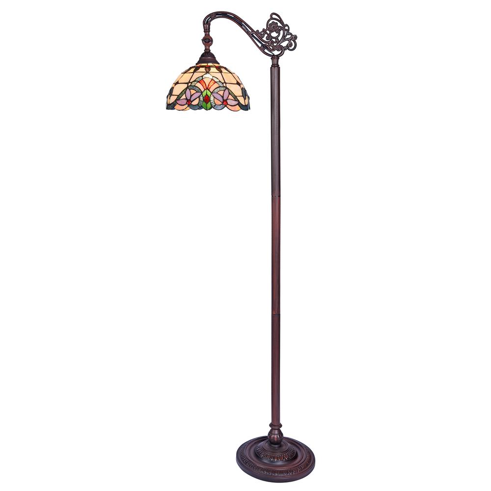 COOPER Tiffany-style 1 Light Reading Floor Lamp 11" Wide. Picture 1