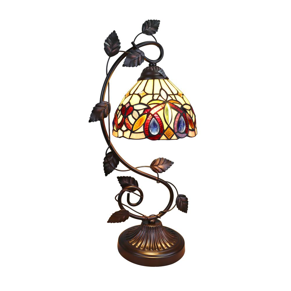 CHLOE Lighting SERENITY Victorian Tiffany-style Dark Bronze 1 Light Table Lamp 8 " Wide. Picture 1