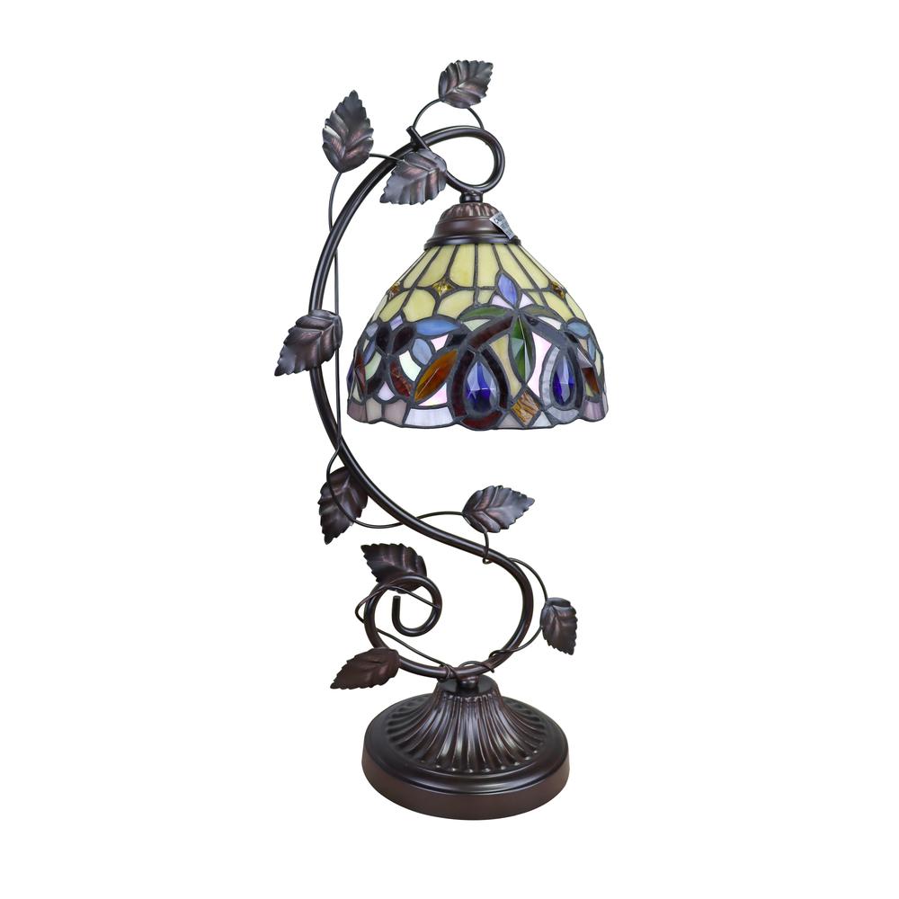 CHLOE Lighting SERENITY Victorian Tiffany-style Dark Bronze 1 Light Table Lamp 8 " Wide. Picture 2