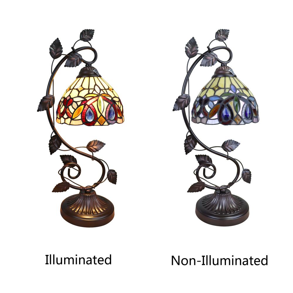 CHLOE Lighting SERENITY Victorian Tiffany-style Dark Bronze 1 Light Table Lamp 8 " Wide. Picture 4