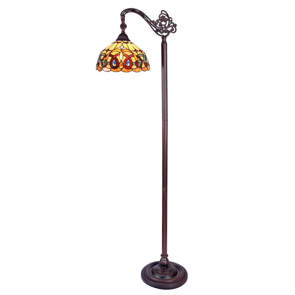 SERENITY Tiffany-style 1 Light Reading Floor Lamp 11" Wide. Picture 1