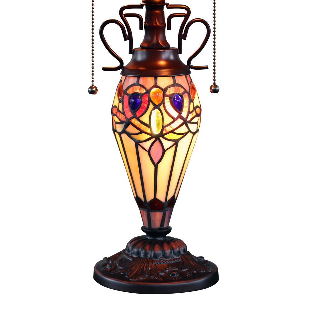 CHLOE Lighting SERENITY Tiffany-style Dark Bronze 3 Light Double Lit Table Lamp 16" Shade. Picture 3