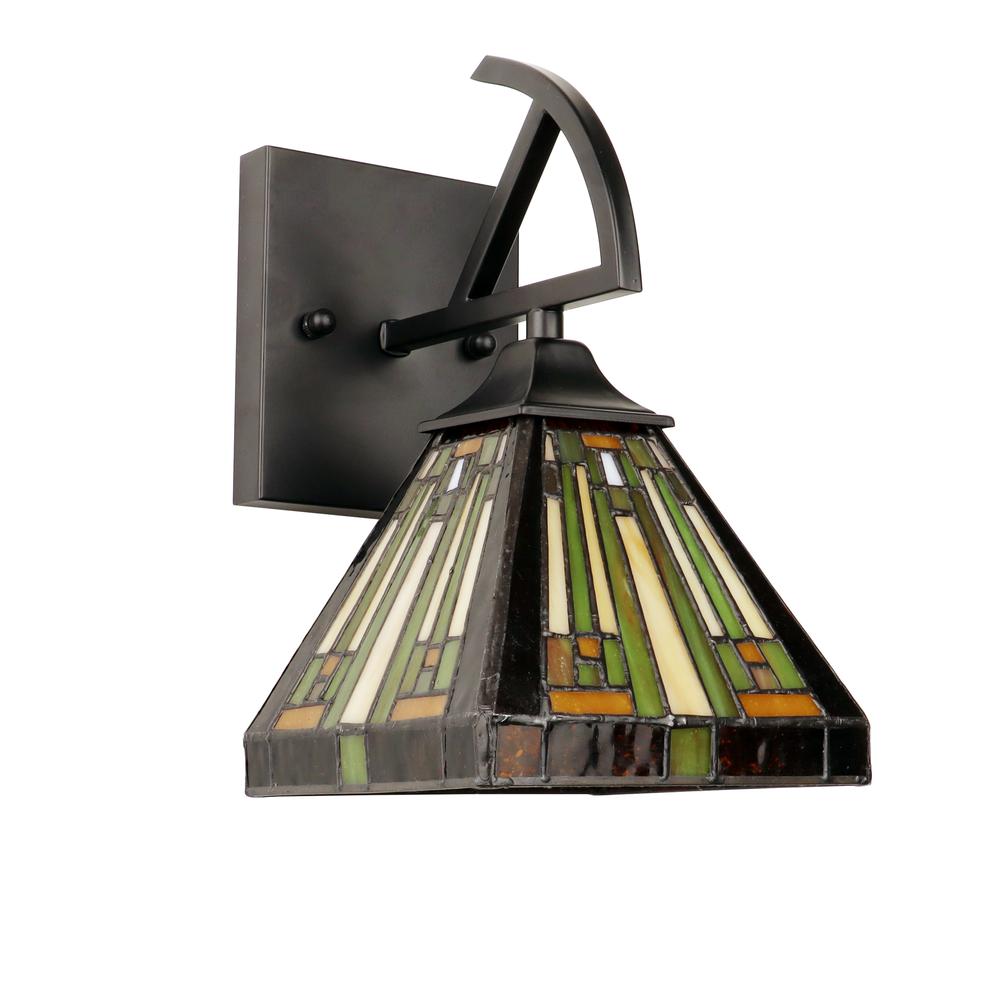 INNES Mission-Style 1-Light Blackish Bronze Finish Wall Sconce 6" Shade. Picture 2