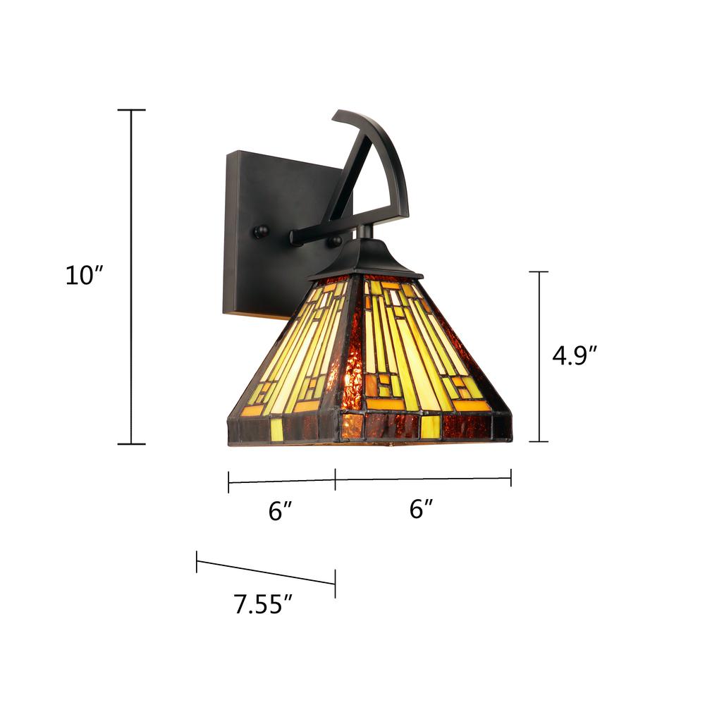 INNES Mission-Style 1-Light Blackish Bronze Finish Wall Sconce 6" Shade. Picture 7