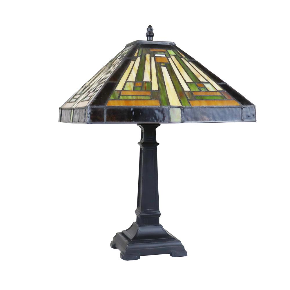 CHLOE Lighting INNES Mission Tiffany-Style Blackish Bronze 1 Light Table Lamp 12" Wide. Picture 2