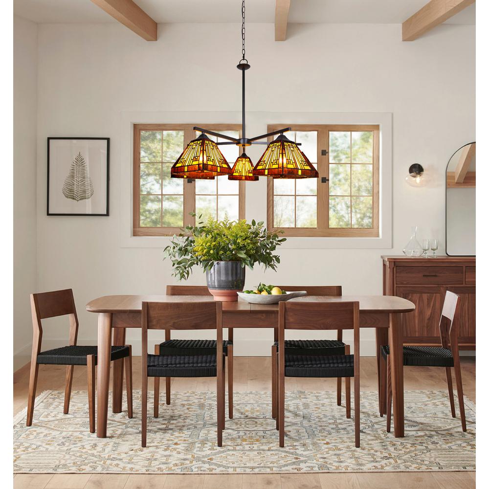 CHLOE Lighting INNES Mission Tiffany-Style Blackish Bronze 5 Light Large Chandelier 30" Wide. Picture 5