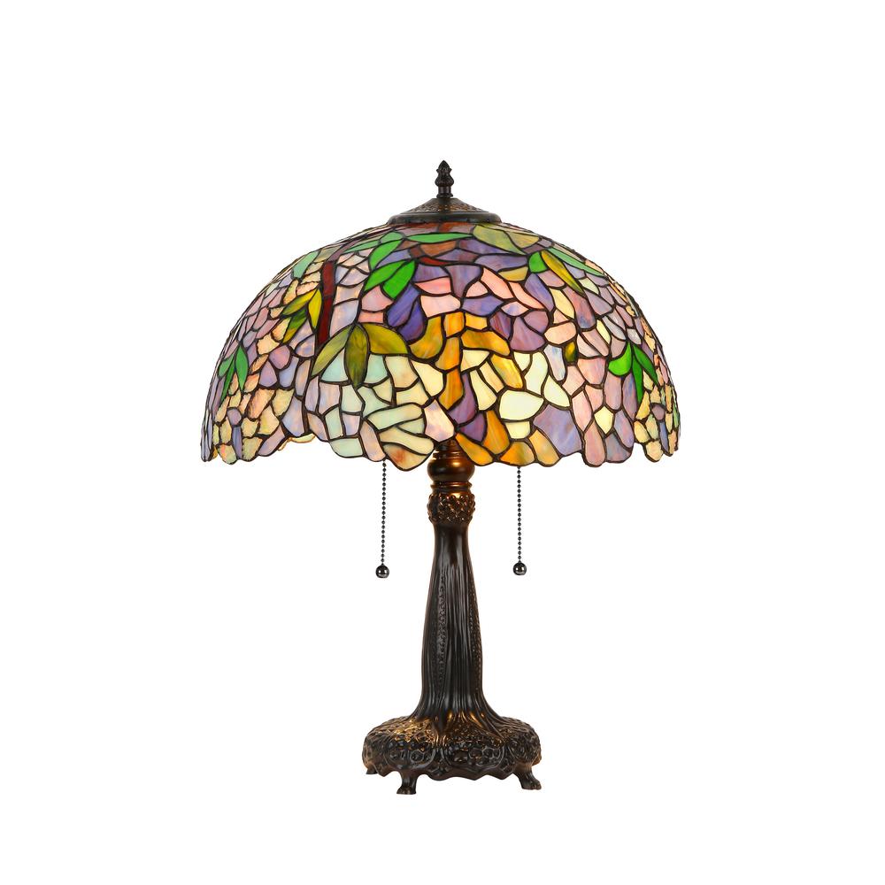 PHOEBE Tiffany-style 2 Light Wisteria Table Lamp 16" Shade. Picture 1