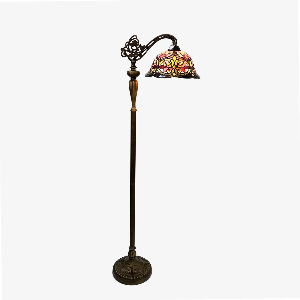 BERTRAM Tiffany-style 1 Light Victorian Reading Floor Lamp 12" Shade. Picture 1