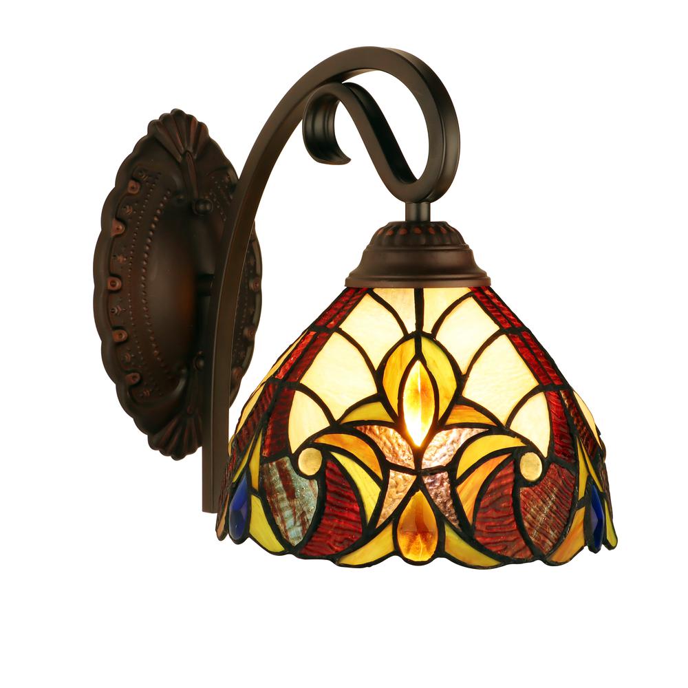 ADIA Victorian-Style 1-Light Dark Bronze Finish Wall Sconce 8" Shade. Picture 2