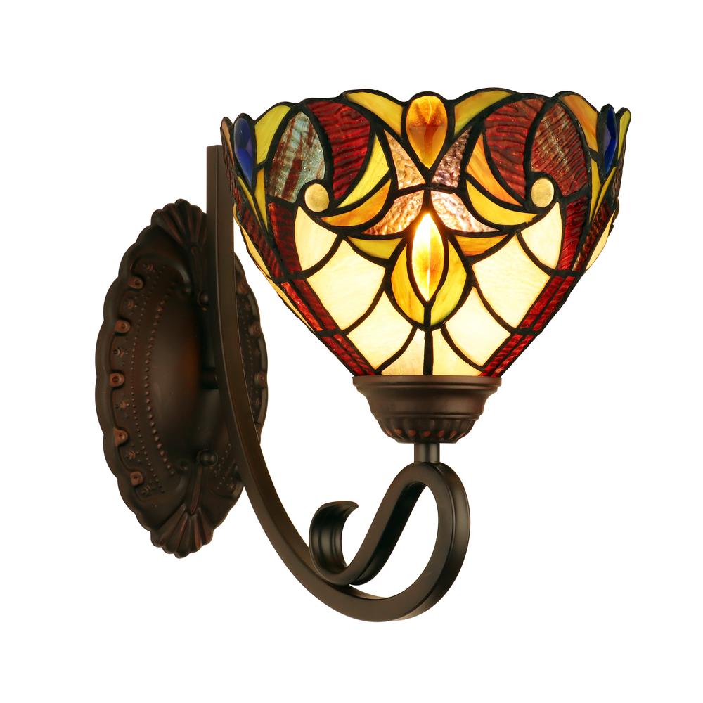 ADIA Victorian-Style 1-Light Dark Bronze Finish Wall Sconce 8" Shade. Picture 3