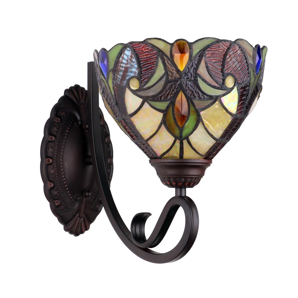 ADIA Victorian-Style 1-Light Dark Bronze Finish Wall Sconce 8" Shade. Picture 4