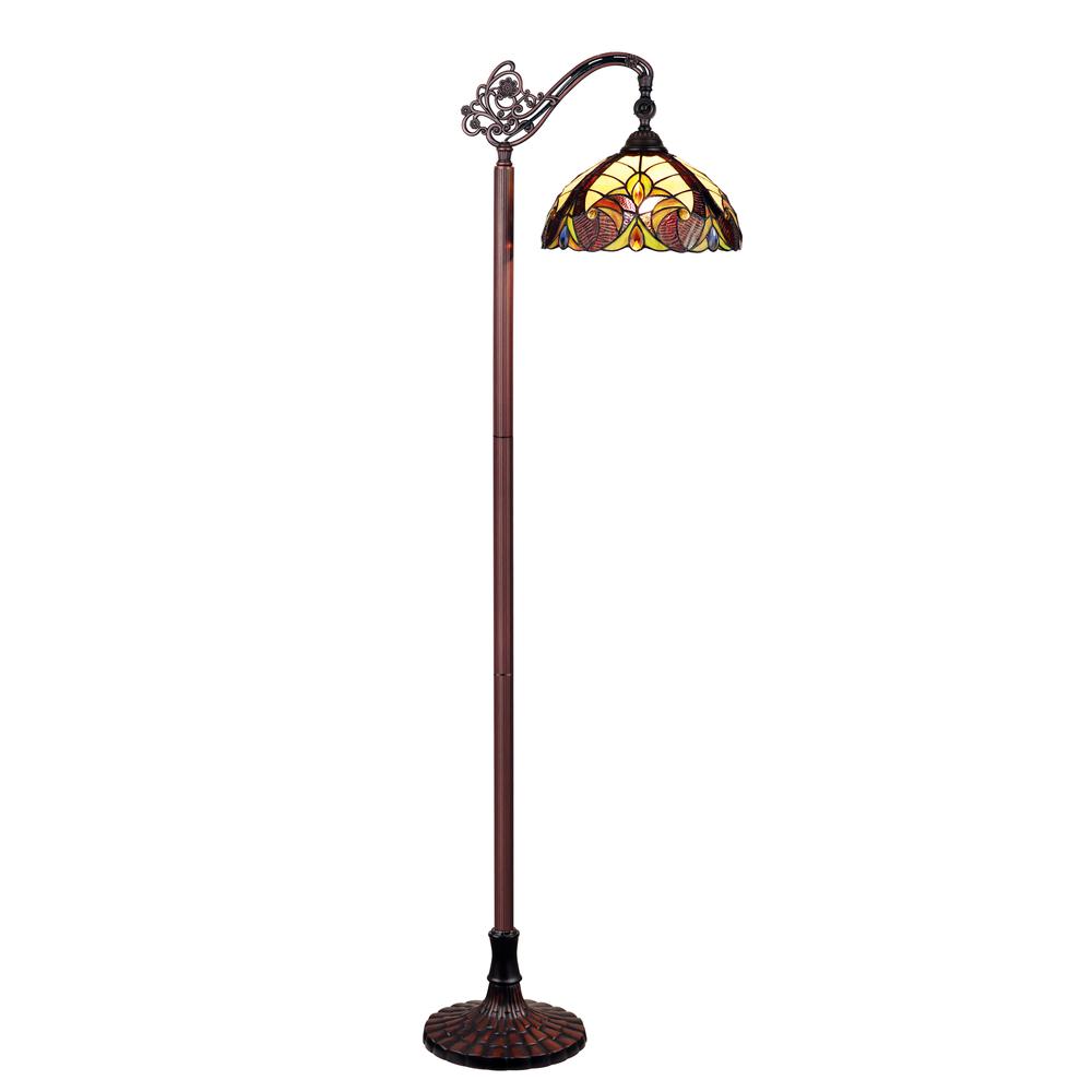 CHLOE Lighting ADIA Tiffany-Style Dark Bronze 1-Light Victorian Reading Floor Lamp 11" Shade. Picture 1
