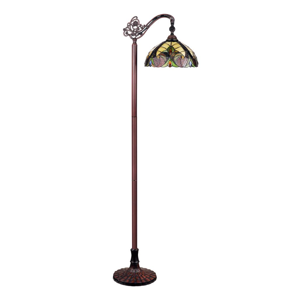 CHLOE Lighting ADIA Tiffany-Style Dark Bronze 1-Light Victorian Reading Floor Lamp 11" Shade. Picture 2