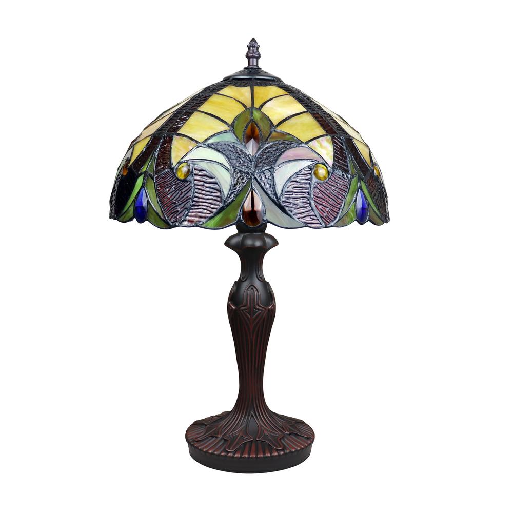 CHLOE Lighting ADIA Tiffany-Style Dark Bronze 1-Light Victorian Accent Table Lamp 12" Shade. Picture 2