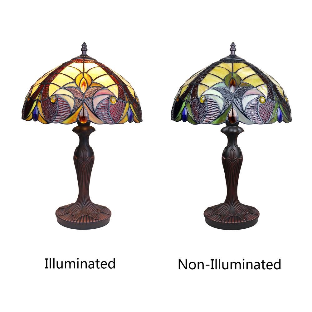 CHLOE Lighting ADIA Tiffany-Style Dark Bronze 1-Light Victorian Accent Table Lamp 12" Shade. Picture 6