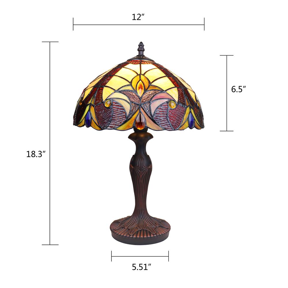 CHLOE Lighting ADIA Tiffany-Style Dark Bronze 1-Light Victorian Accent Table Lamp 12" Shade. Picture 9