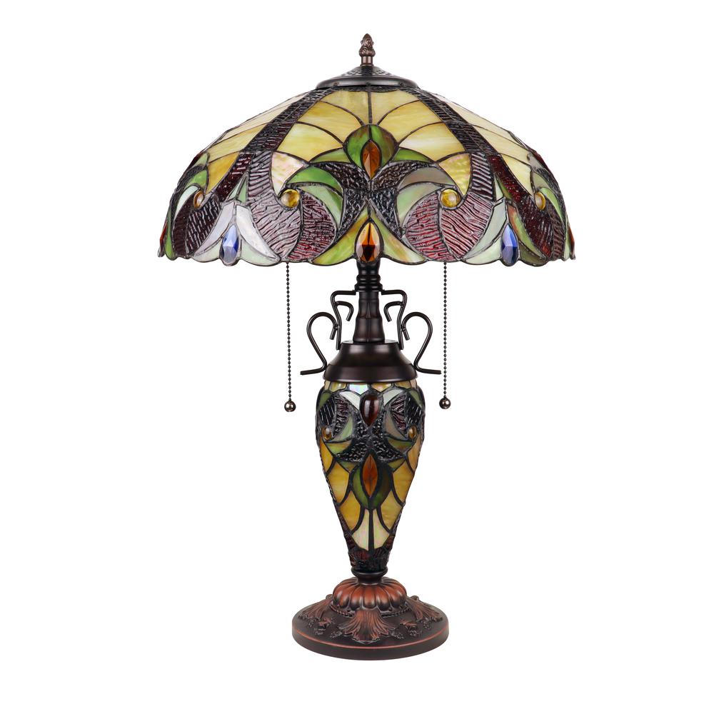 CHLOE Lighting ADIA Victorian-Style Dark Bronze 3 Light Double Lit Table Lamp 16" Wide. Picture 2