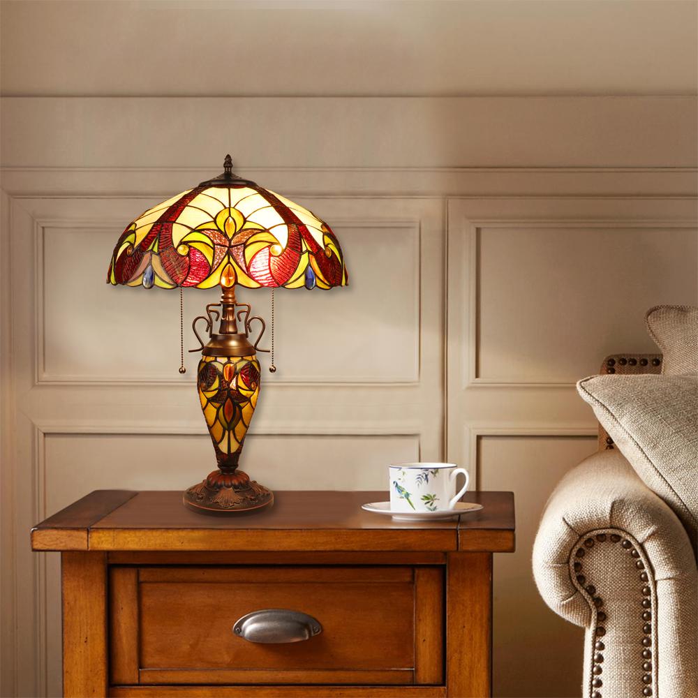 CHLOE Lighting ADIA Victorian-Style Dark Bronze 3 Light Double Lit Table Lamp 16" Wide. Picture 6