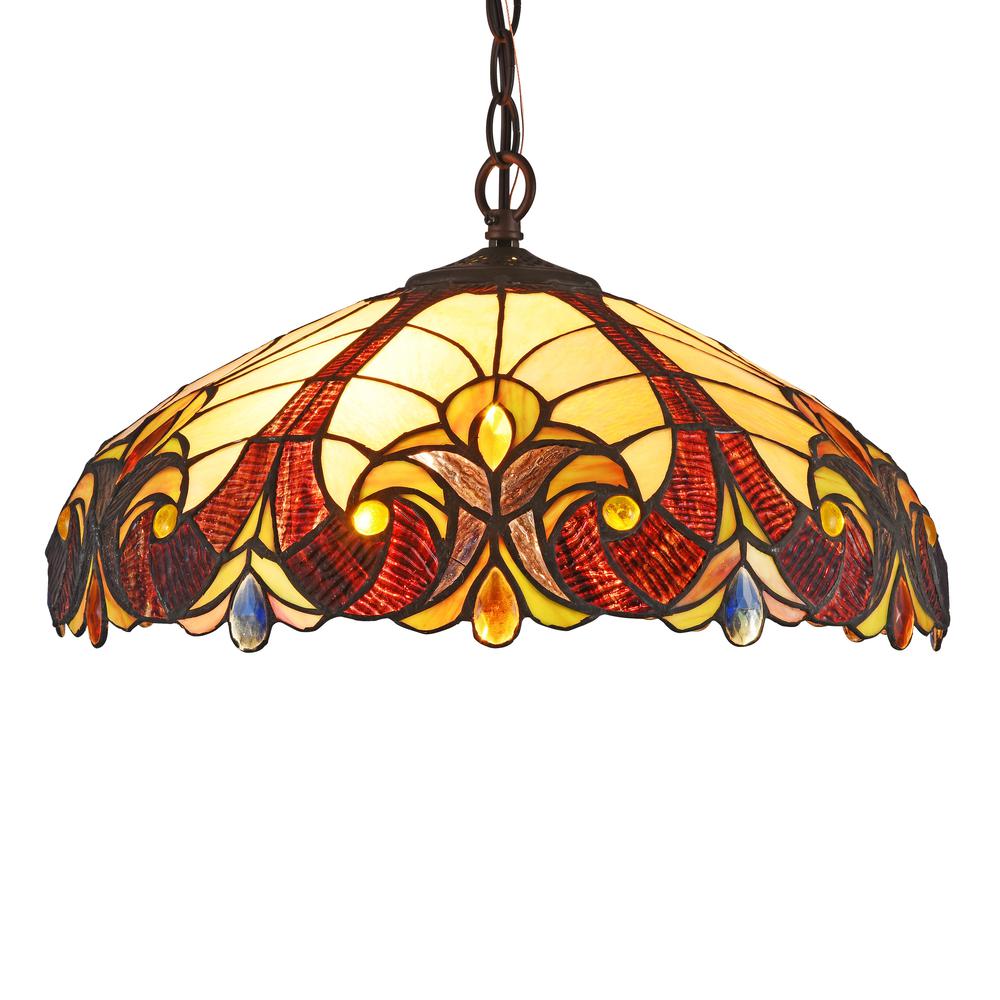 ADIA Tiffany-style 2 Light Hanging Pendant Fixture 18" Shade. The main picture.