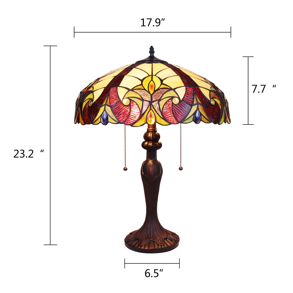 CHLOE Lighting ADIA Victorian Tiffany-Style Dark Bronze 2 Light Table Lamp 18" Wide. Picture 8