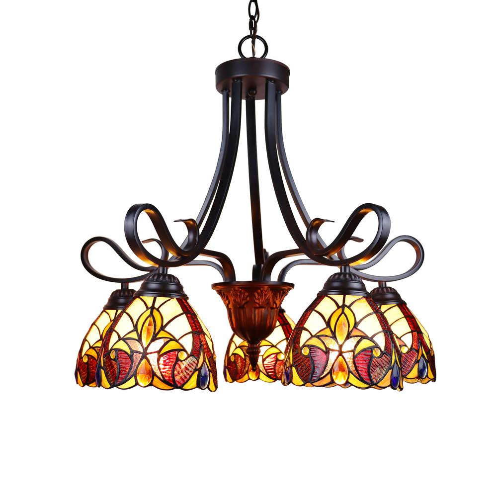 CHLOE Lighting ADIA Victorian Tiffany-Style Dark Bronze 5 Light Large Chandelier 24" Wide. The main picture.